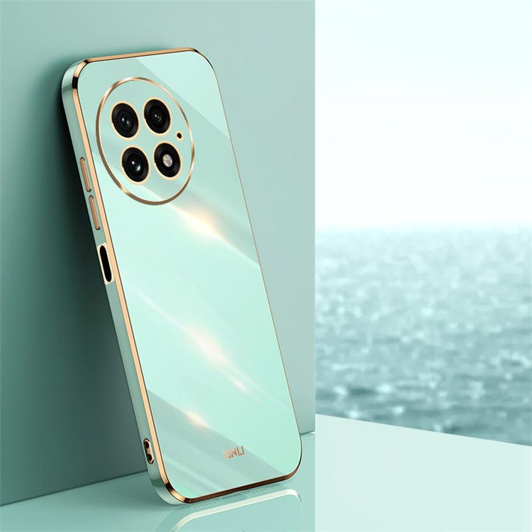 XINLI For OnePlus 13 Case TPU Phone Cover with Electroplating Frame - Cyan