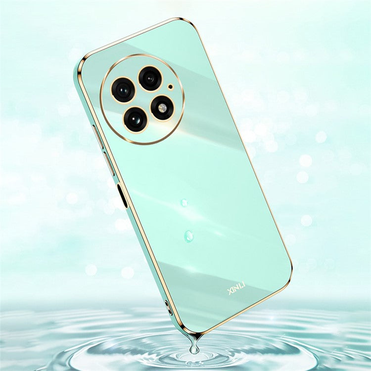 XINLI For OnePlus 13 Case TPU Phone Cover with Electroplating Frame - Cyan