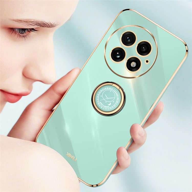 XINLI For OnePlus 13 Case Ring Kickstand Electroplating TPU Phone Cover - Pink