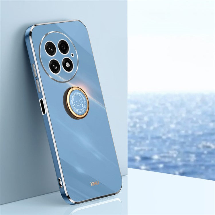 XINLI For OnePlus 13 Case Ring Kickstand Electroplating TPU Phone Cover - Blue
