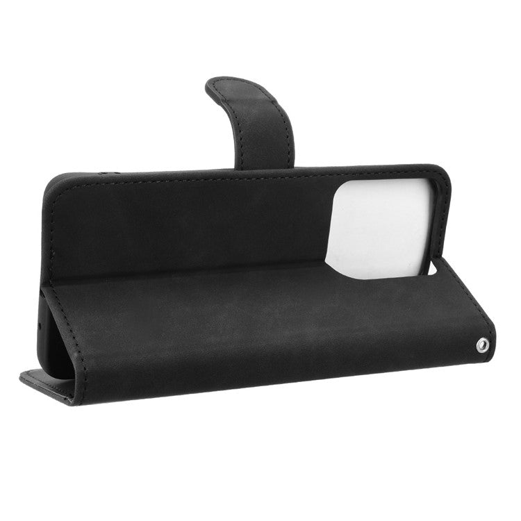 For Motorola Moto G15 4G Leather Case Skin Feel Anti Drop Wallet Flip Phone Cover - Black