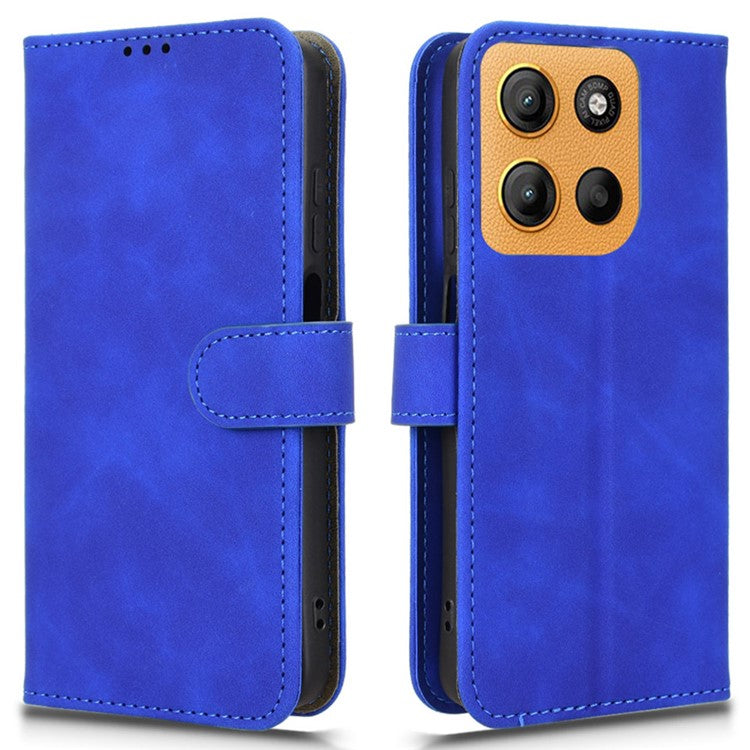 For Motorola Moto G15 4G Leather Case Skin Feel Anti Drop Wallet Flip Phone Cover - Blue