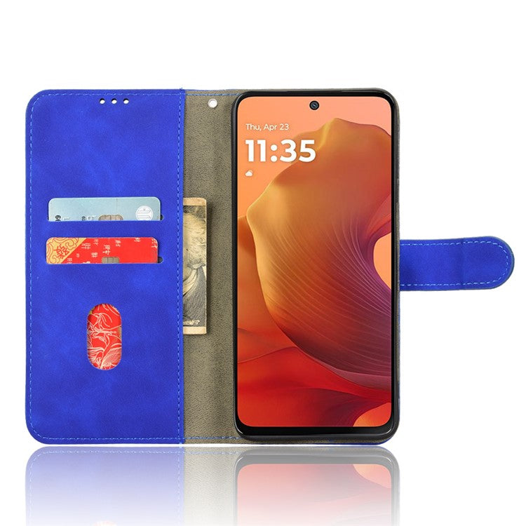 For Motorola Moto G15 4G Leather Case Skin Feel Anti Drop Wallet Flip Phone Cover - Blue