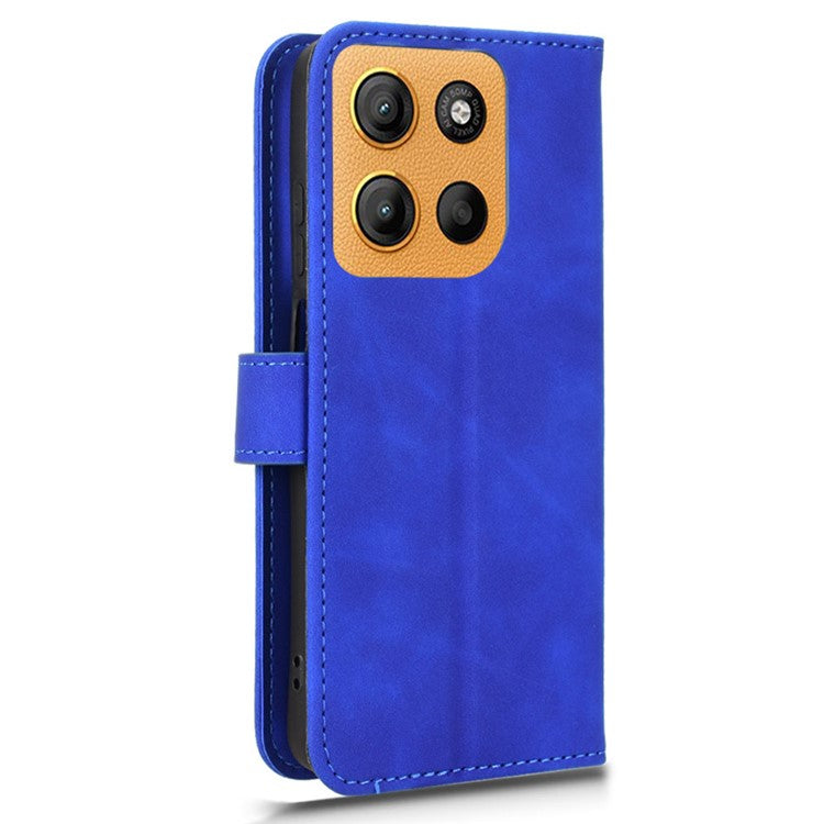 For Motorola Moto G15 4G Leather Case Skin Feel Anti Drop Wallet Flip Phone Cover - Blue