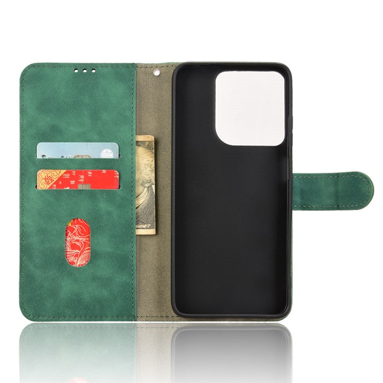 For Motorola Moto G15 4G Leather Case Skin Feel Anti Drop Wallet Flip Phone Cover - Green