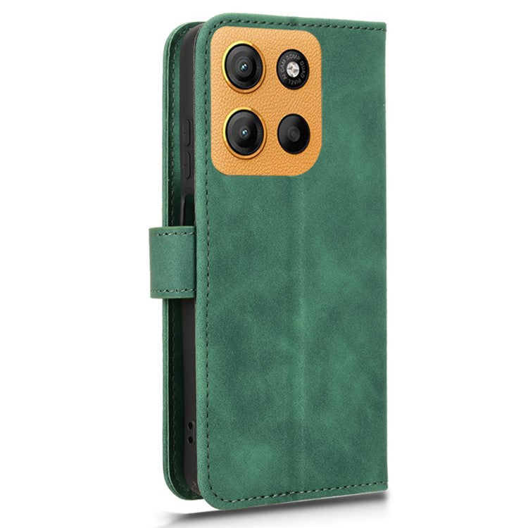 For Motorola Moto G15 4G Leather Case Skin Feel Anti Drop Wallet Flip Phone Cover - Green
