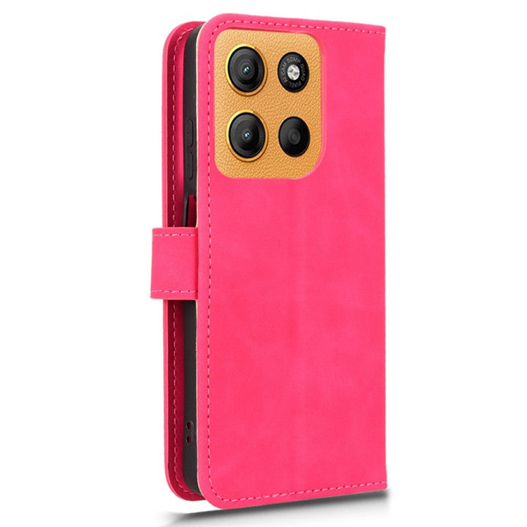For Motorola Moto G15 4G Leather Case Skin Feel Anti Drop Wallet Flip Phone Cover - Rose
