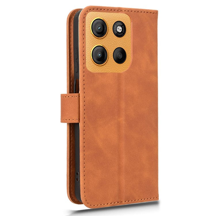 For Motorola Moto G15 4G Leather Case Skin Feel Anti Drop Wallet Flip Phone Cover - Brown