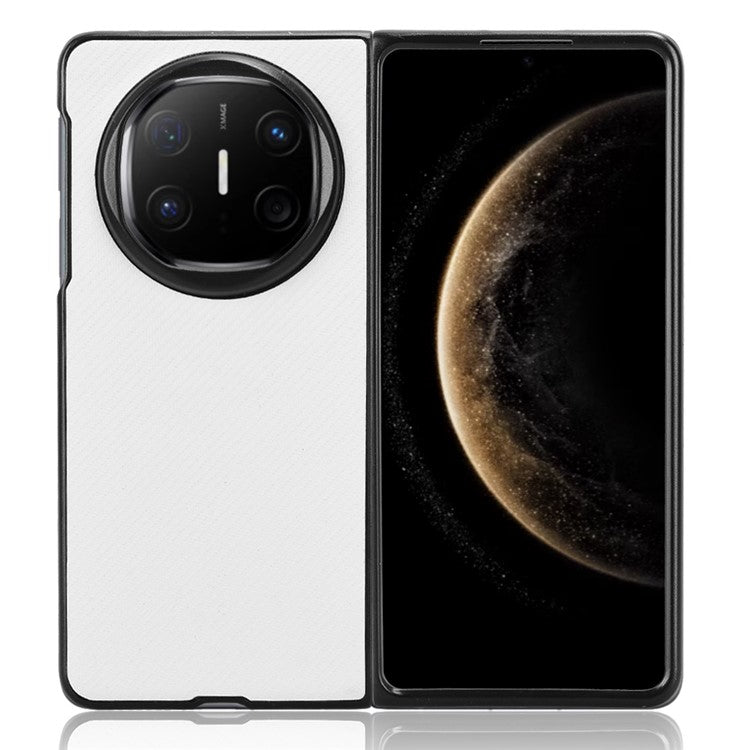For Huawei Mate X6 Case Carbon Fiber Texture Shockproof PU + PC Phone Cover - White