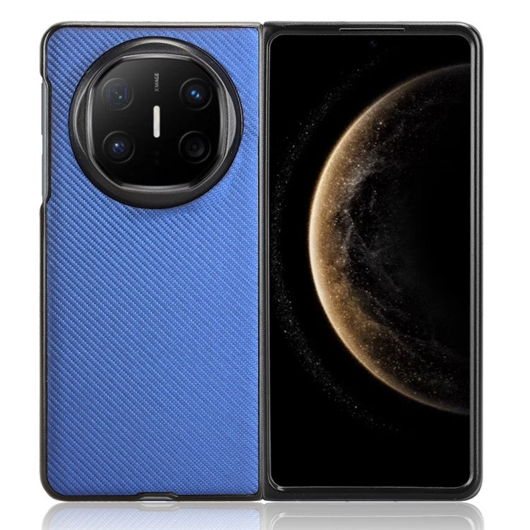 For Huawei Mate X6 Case Carbon Fiber Texture Shockproof PU + PC Phone Cover - Blue