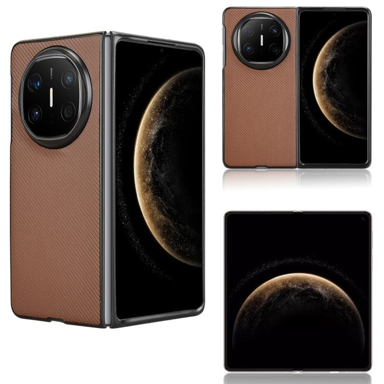 For Huawei Mate X6 Case Carbon Fiber Texture Shockproof PU + PC Phone Cover - Brown