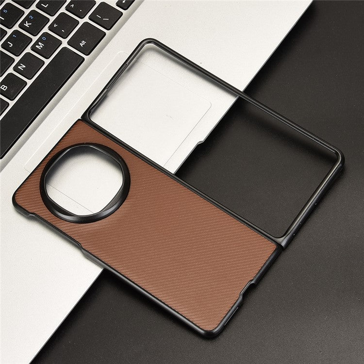For Huawei Mate X6 Case Carbon Fiber Texture Shockproof PU + PC Phone Cover - Brown