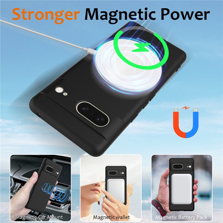 For Google Pixel 7 5G Case Compatible with MagSafe Liquid Silicone Phone Cover with Lanyard - Black