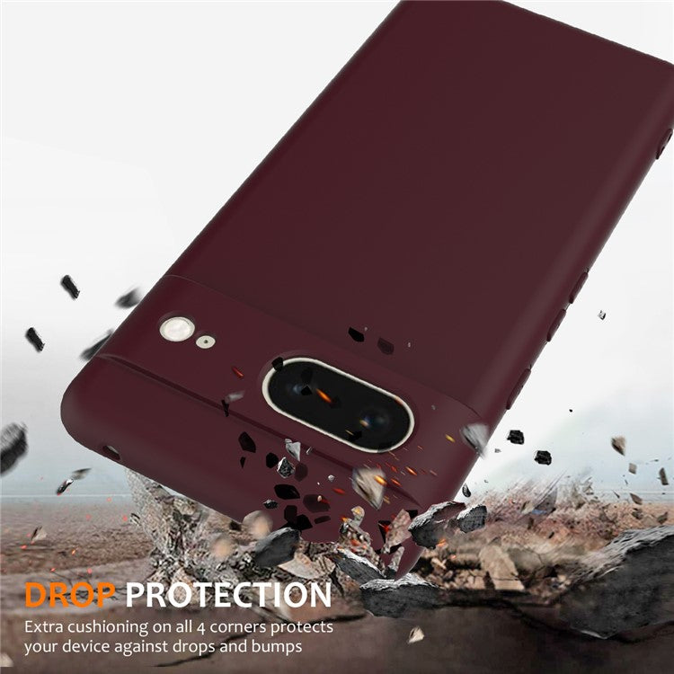 For Google Pixel 7 5G Case Compatible with MagSafe Liquid Silicone Phone Cover with Lanyard - Wine Red