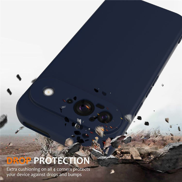 For Google Pixel 9 Case Compatible with MagSafe Liquid Silicone Phone Cover with Lanyard - Dark Blue