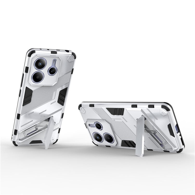 For Xiaomi Redmi Note 14 5G Case PC + TPU Shockproof Phone Cover with Kickstand - White