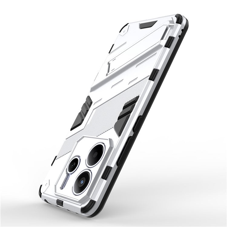 For Xiaomi Redmi Note 14 5G Case PC + TPU Shockproof Phone Cover with Kickstand - White