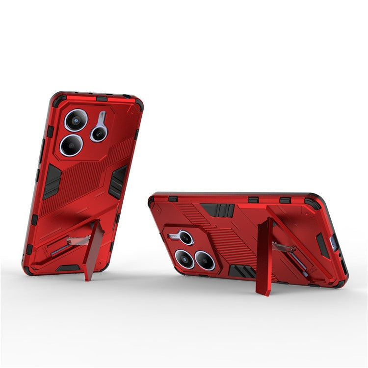 For Xiaomi Redmi Note 14 5G Case PC + TPU Shockproof Phone Cover with Kickstand - Red