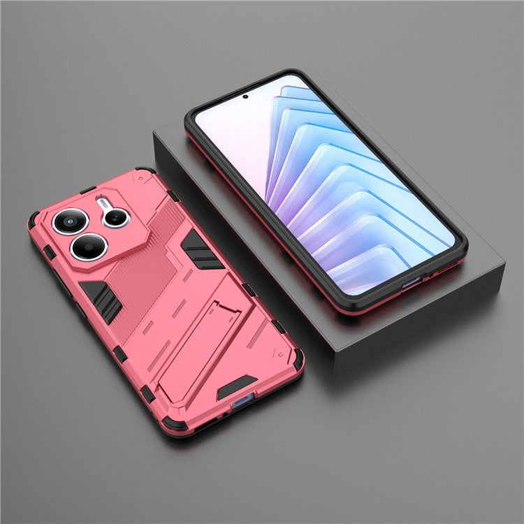 For Xiaomi Redmi Note 14 5G Case PC + TPU Shockproof Phone Cover with Kickstand - Rose
