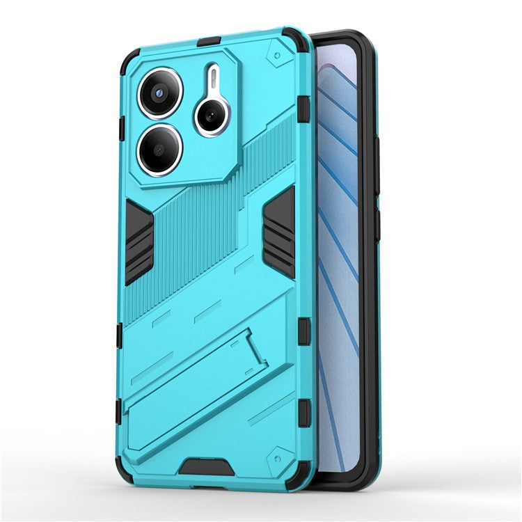 For Xiaomi Redmi Note 14 5G Case PC + TPU Shockproof Phone Cover with Kickstand - Baby Blue