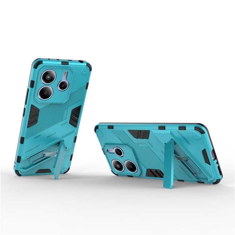 For Xiaomi Redmi Note 14 5G Case PC + TPU Shockproof Phone Cover with Kickstand - Baby Blue