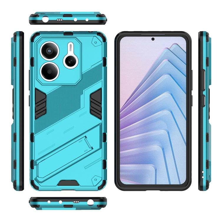 For Xiaomi Redmi Note 14 5G Case PC + TPU Shockproof Phone Cover with Kickstand - Baby Blue