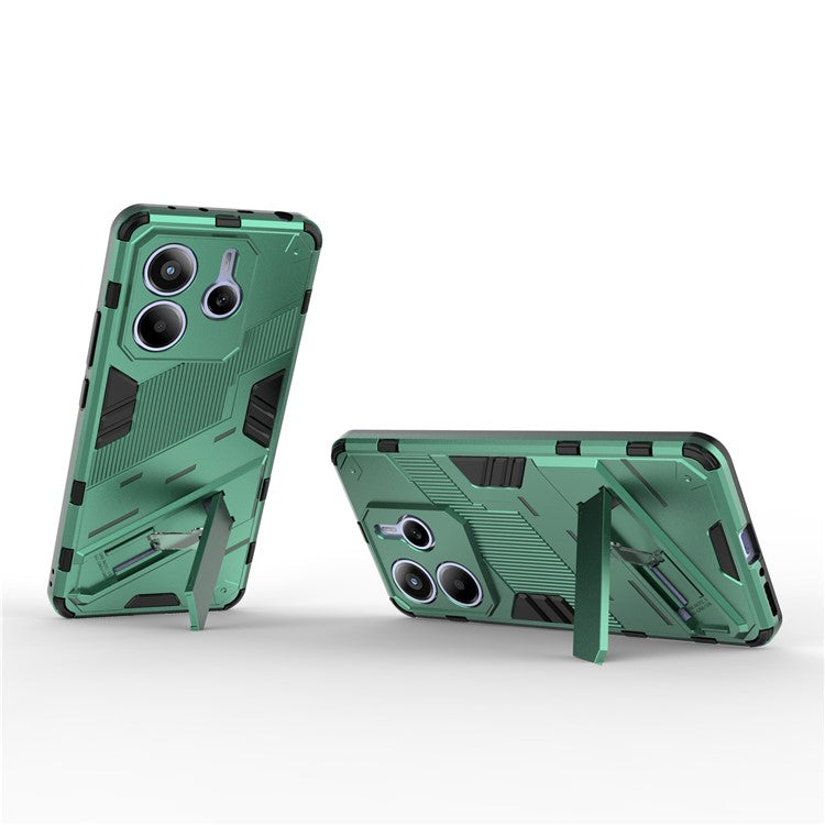 For Xiaomi Redmi Note 14 5G Case PC + TPU Shockproof Phone Cover with Kickstand - Green