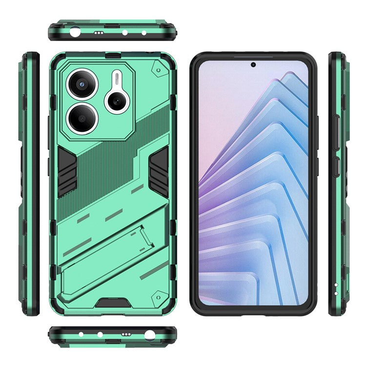 For Xiaomi Redmi Note 14 5G Case PC + TPU Shockproof Phone Cover with Kickstand - Green