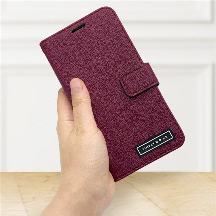 SIMPLY ROAR For iPhone 16 Pro Leather Case Wallet Magnetic Closure Phone Cover - Black