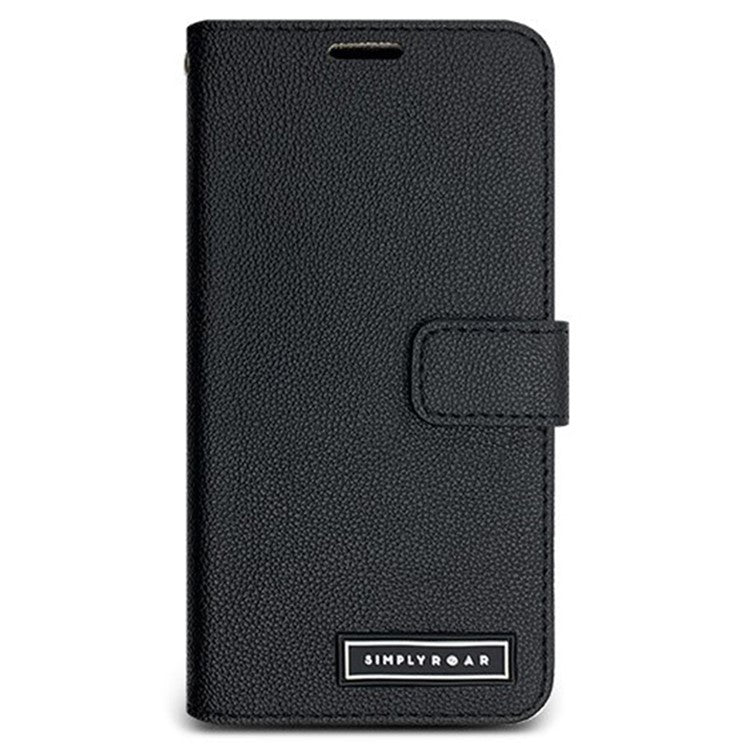 SIMPLY ROAR For iPhone 16 Pro Leather Case Wallet Magnetic Closure Phone Cover - Black