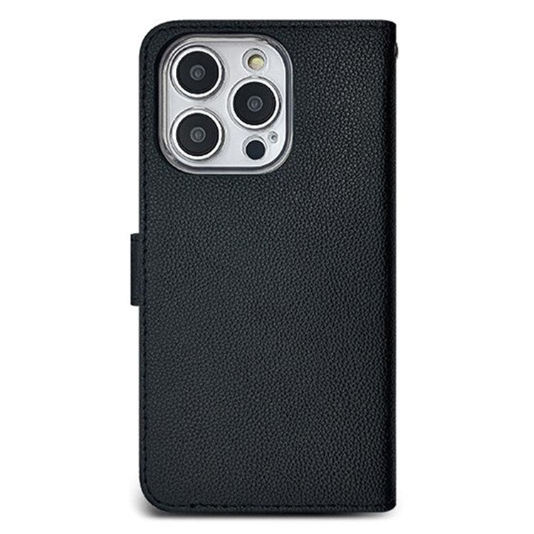 SIMPLY ROAR For iPhone 16 Pro Leather Case Wallet Magnetic Closure Phone Cover - Black