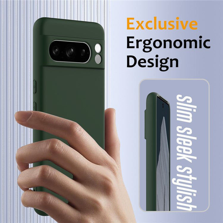 For Google Pixel 8 Pro Case Compatible with MagSafe Liquid Silicone Phone Cover with Lanyard - Dark Green