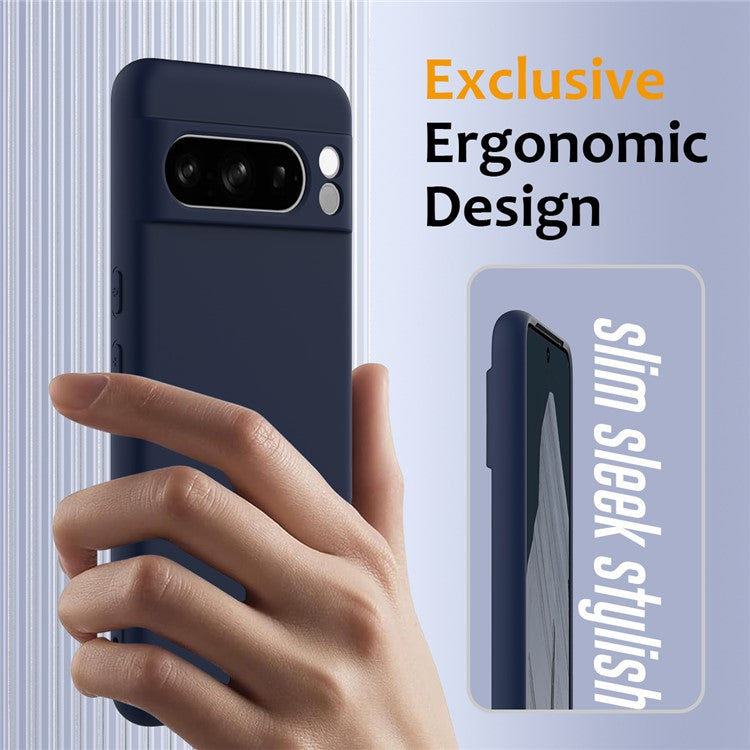 For Google Pixel 8 Pro Case Compatible with MagSafe Liquid Silicone Phone Cover with Lanyard - Dark Blue