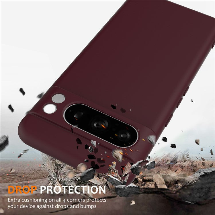 For Google Pixel 8 Pro Case Compatible with MagSafe Liquid Silicone Phone Cover with Lanyard - Wine Red