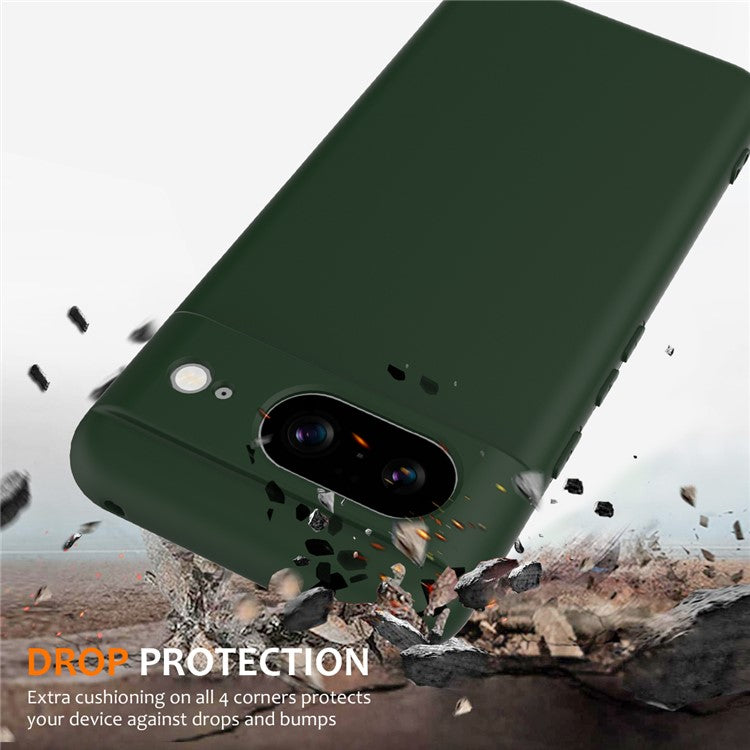 For Google Pixel 8 Case Compatible with MagSafe Liquid Silicone Phone Cover with Lanyard - Dark Green