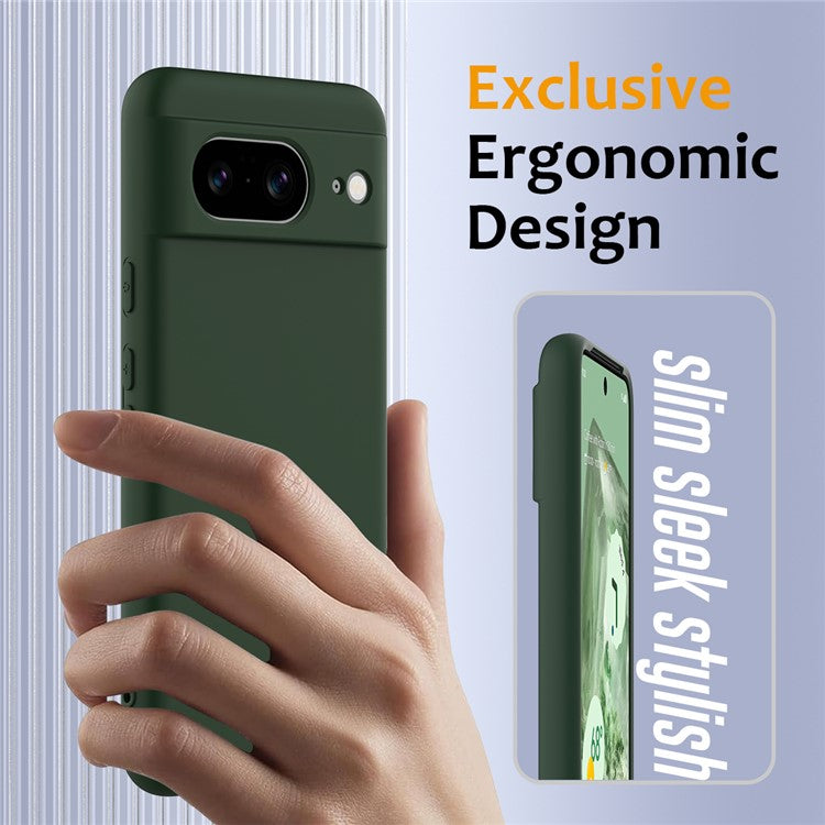 For Google Pixel 8 Case Compatible with MagSafe Liquid Silicone Phone Cover with Lanyard - Dark Green