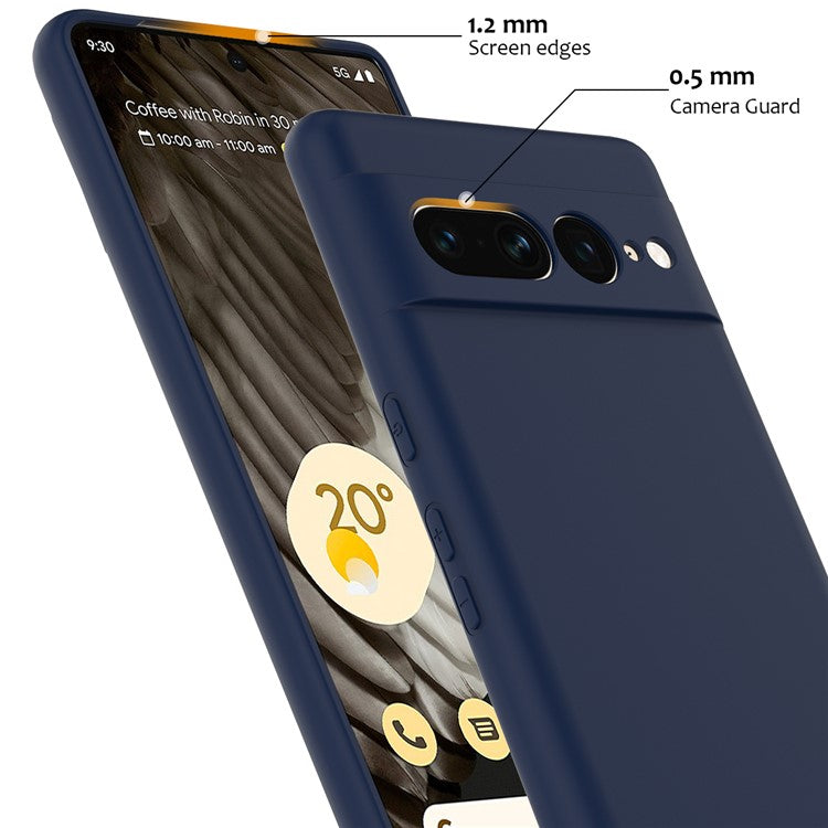 For Google Pixel 7 Pro 5G Case Compatible with MagSafe Liquid Silicone Phone Cover with Lanyard - Dark Blue