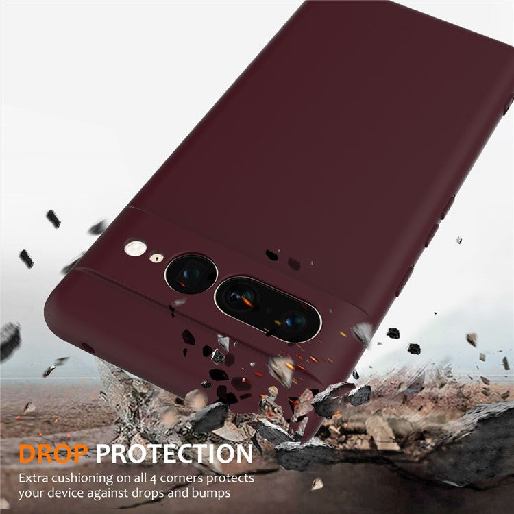 For Google Pixel 7 Pro 5G Case Compatible with MagSafe Liquid Silicone Phone Cover with Lanyard - Wine Red
