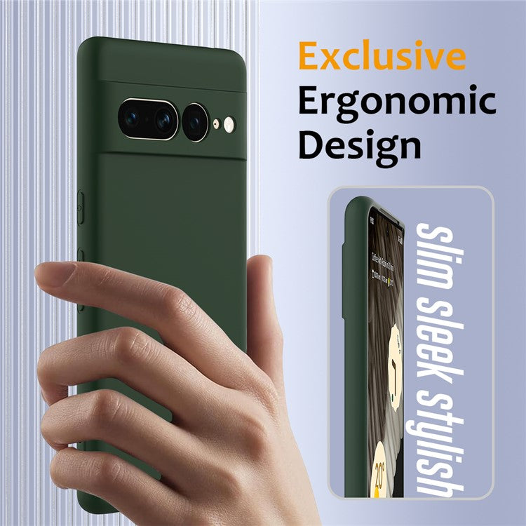 For Google Pixel 7 Pro 5G Case Compatible with MagSafe Liquid Silicone Phone Cover with Lanyard - Dark Green
