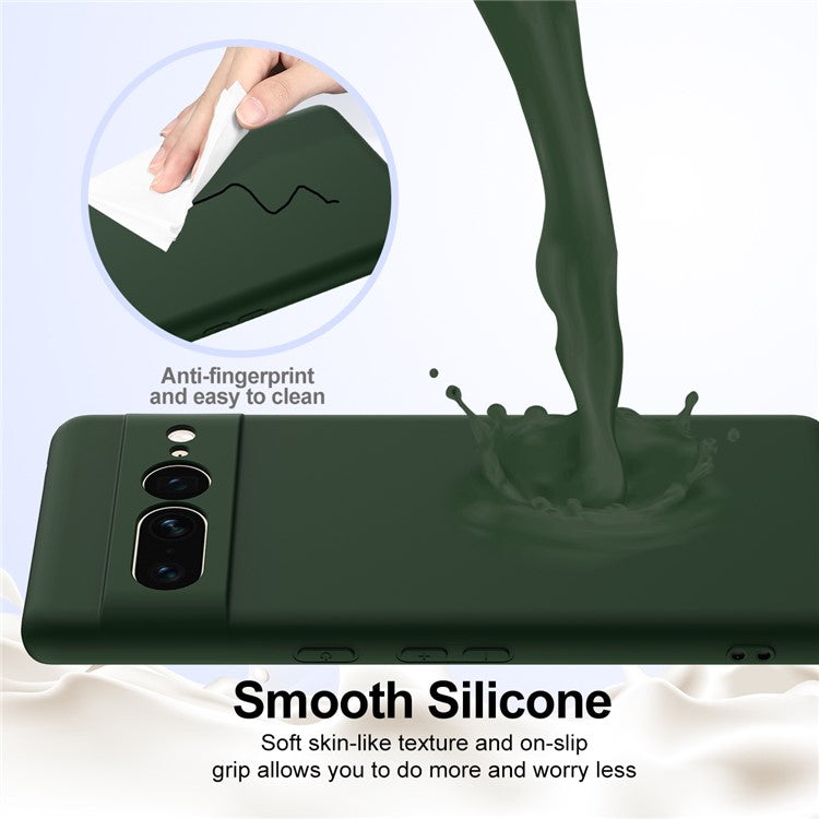 For Google Pixel 7 Pro 5G Case Compatible with MagSafe Liquid Silicone Phone Cover with Lanyard - Dark Green
