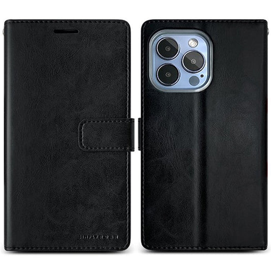 SIMPLY ROAR For iPhone 16 Pro Leather Case Wallet Flip Stand Phone Cover - Black