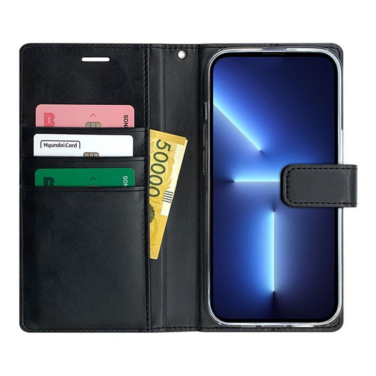 SIMPLY ROAR For iPhone 16 Pro Leather Case Wallet Flip Stand Phone Cover - Black