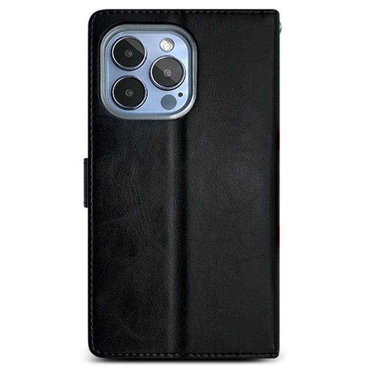 SIMPLY ROAR For iPhone 16 Pro Leather Case Wallet Flip Stand Phone Cover - Black