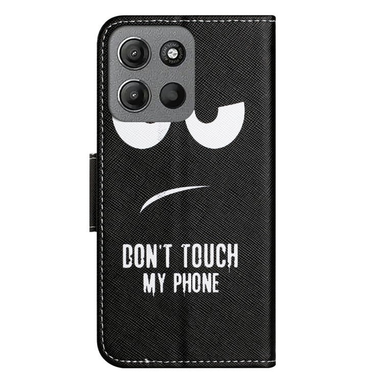 For Motorola Moto G15 4G / G15 Power 4G Case Pattern Printing Cross Texture Phone Leather Cover - Don't Touch My Phone