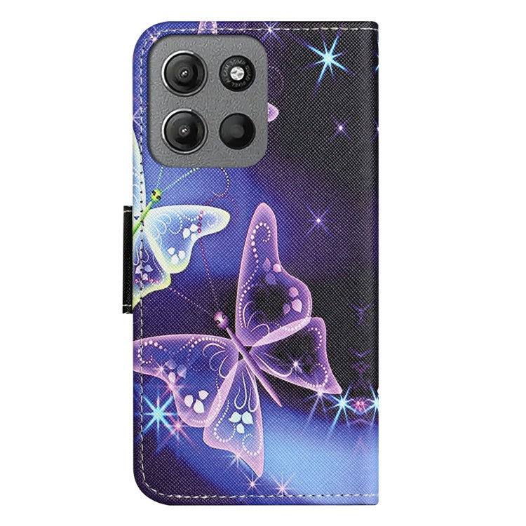 For Motorola Moto G15 4G / G15 Power 4G Case Pattern Printing Cross Texture Phone Leather Cover - Sparkling Butterfly