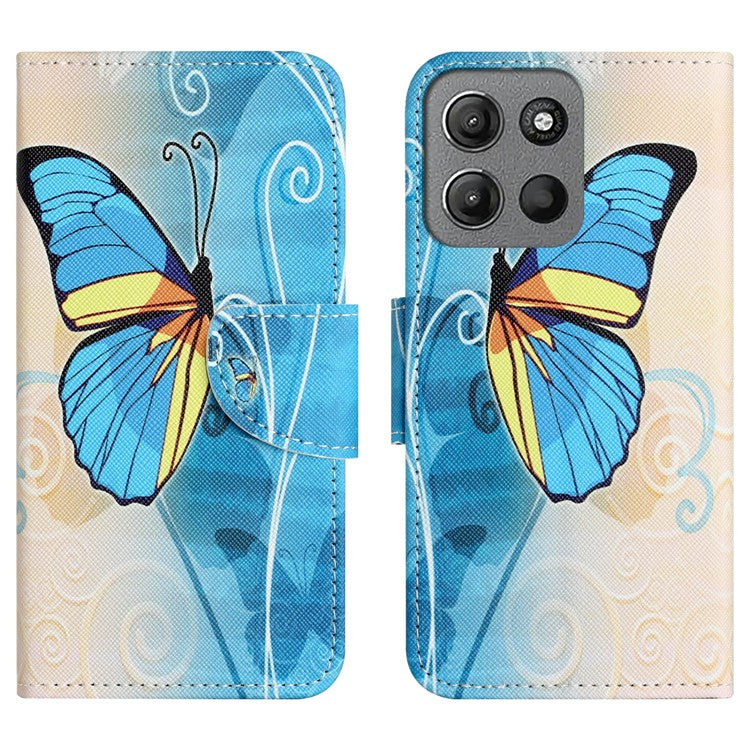 For Motorola Moto G15 4G / G15 Power 4G Case Pattern Printing Cross Texture Phone Leather Cover - Butterfly