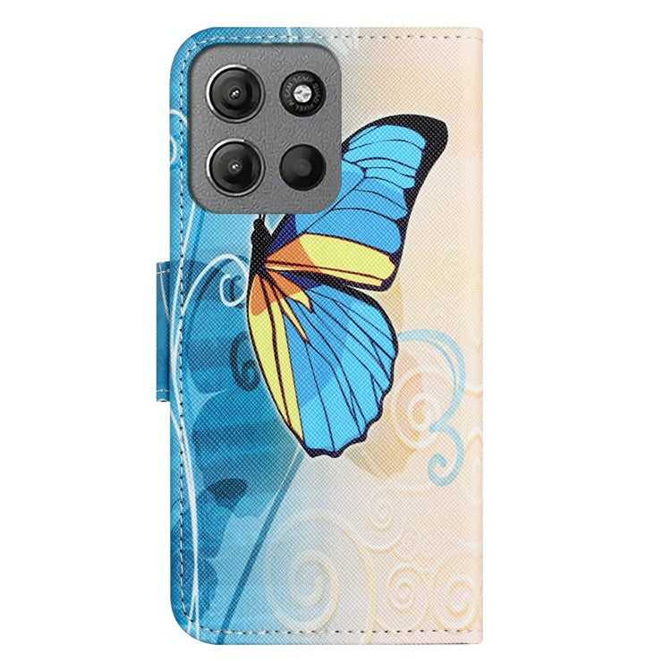 For Motorola Moto G15 4G / G15 Power 4G Case Pattern Printing Cross Texture Phone Leather Cover - Butterfly