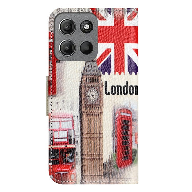 For Motorola Moto G15 4G / G15 Power 4G Case Pattern Printing Cross Texture Phone Leather Cover - London Big Ben