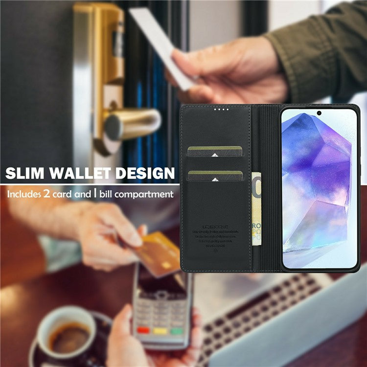 LC.IMEEKE L1 Series for Samsung Galaxy A36 5G Case PU Leather Wallet Stand Protective Phone Cover - Black