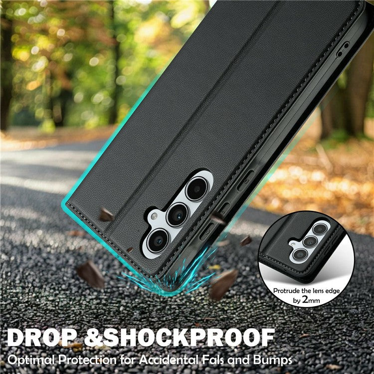 LC.IMEEKE L1 Series for Samsung Galaxy A36 5G Case PU Leather Wallet Stand Protective Phone Cover - Black